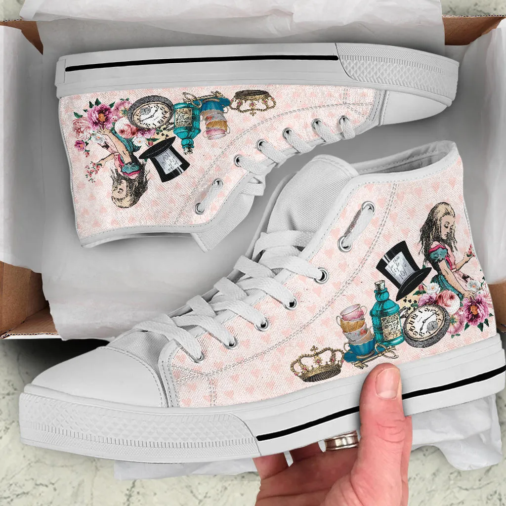 High Top Sneakers - Alice in Wonderland Gifts #102 Colorful Series | Birthday Gifts, Gift Idea, Custom Canvas Shoes, Cute Kawaii Aesthetic