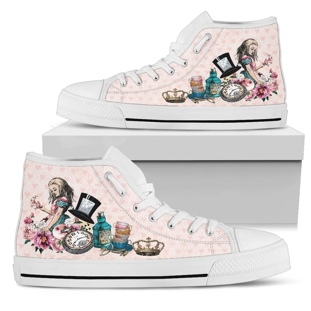 High Top Sneakers - Alice in Wonderland Gifts #102 Colorful Series | Birthday Gifts, Gift Idea, Custom Canvas Shoes, Cute Kawaii Aesthetic