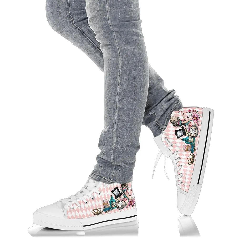 High Top Sneakers - Alice in Wonderland Gifts #103 Colorful Series | Birthday Gifts, Gift Idea, Custom Canvas Shoes, Cute Kawaii Aesthetic