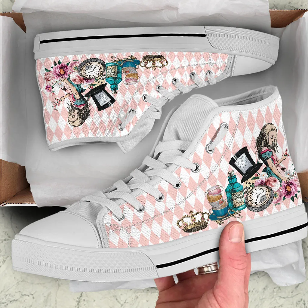 High Top Sneakers - Alice in Wonderland Gifts #103 Colorful Series | Birthday Gifts, Gift Idea, Custom Canvas Shoes, Cute Kawaii Aesthetic