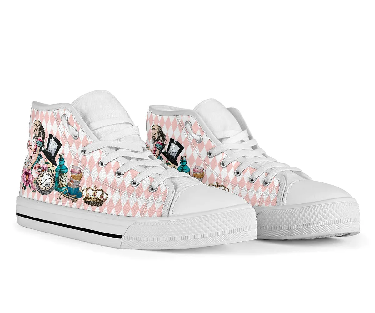 High Top Sneakers - Alice in Wonderland Gifts #103 Colorful Series | Birthday Gifts, Gift Idea, Custom Canvas Shoes, Cute Kawaii Aesthetic