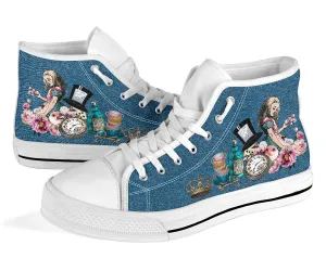 High Top Sneakers - Alice in Wonderland Gifts #104 Colorful Series | Birthday Gifts, Gift Idea, Custom Canvas Shoes, Cute Kawaii Aesthetic