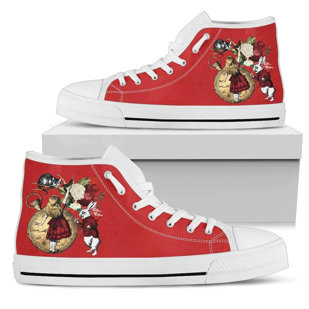 High Top Sneakers - Alice in Wonderland Gifts #32 Red Series | Birthday Gifts, Gift Idea, Custom Sneakers Women, Custom Women's Sneakers