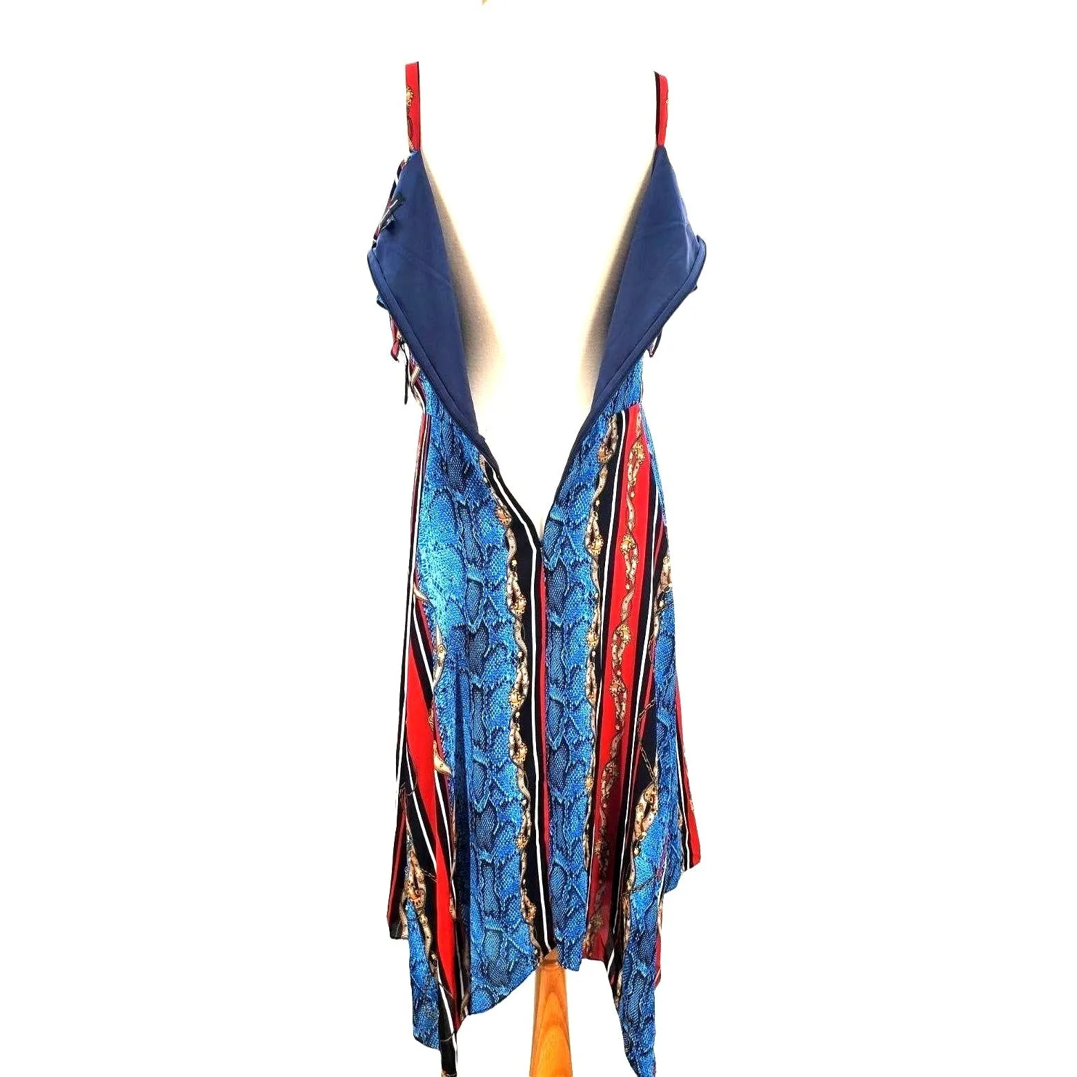 INC Dress Chain Snake Print Cold Shoulder Handkerchief V-neck Colorful