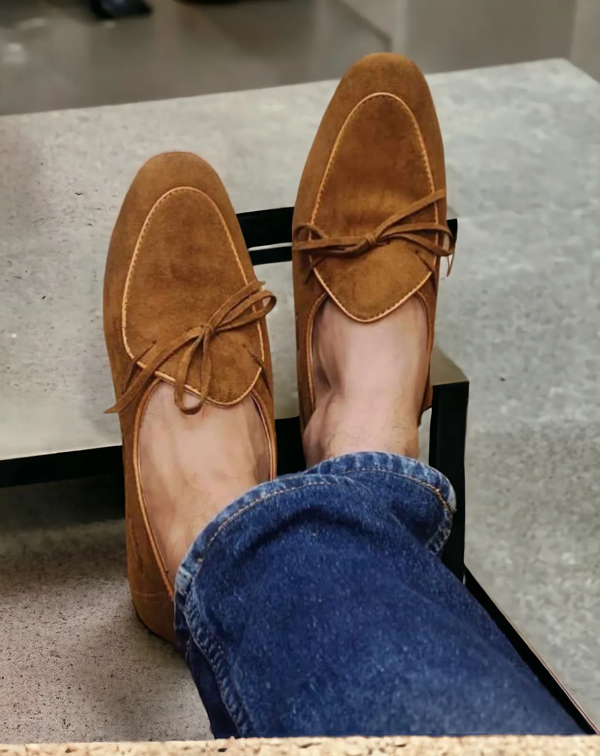 Jack Marc Fashion Tassel Suede Loafers for Men