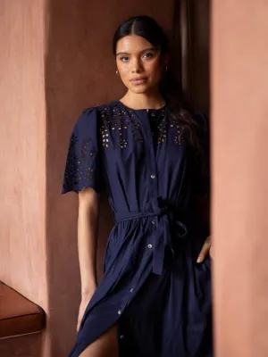Margot Broderie Anglaise Dress – Navy