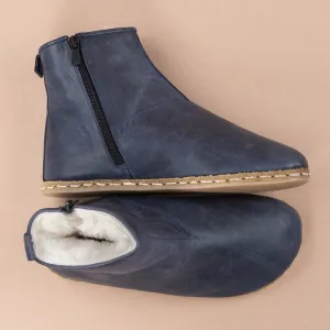 Men's Blue Barefoot Boots with Fur From Atlantis Handmade Shoes