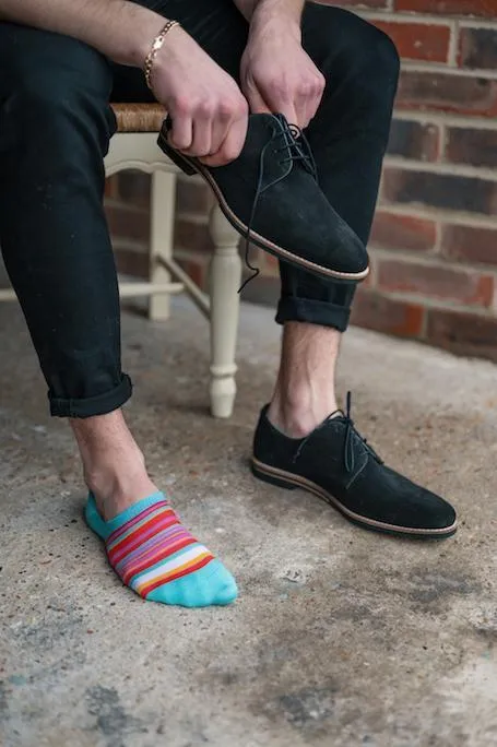 Narrow Pink Striped "No-Show" Bamboo Socks