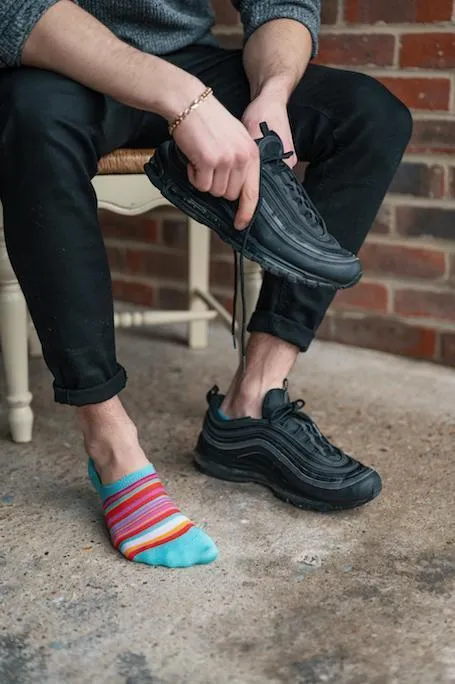 Narrow Pink Striped "No-Show" Bamboo Socks