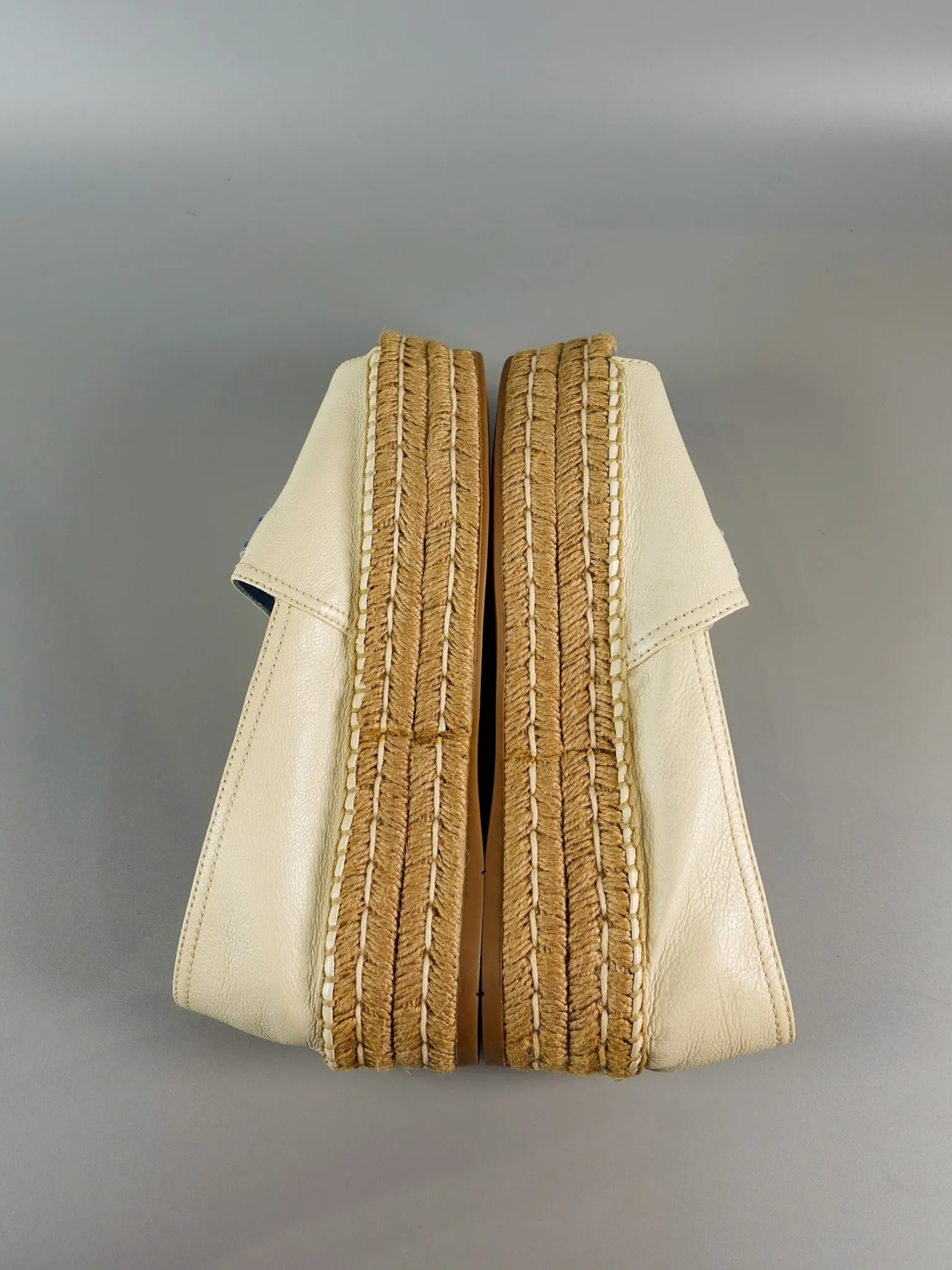 Open Toe Platform Espadrilles in Off White Size 39.5 (26cm)