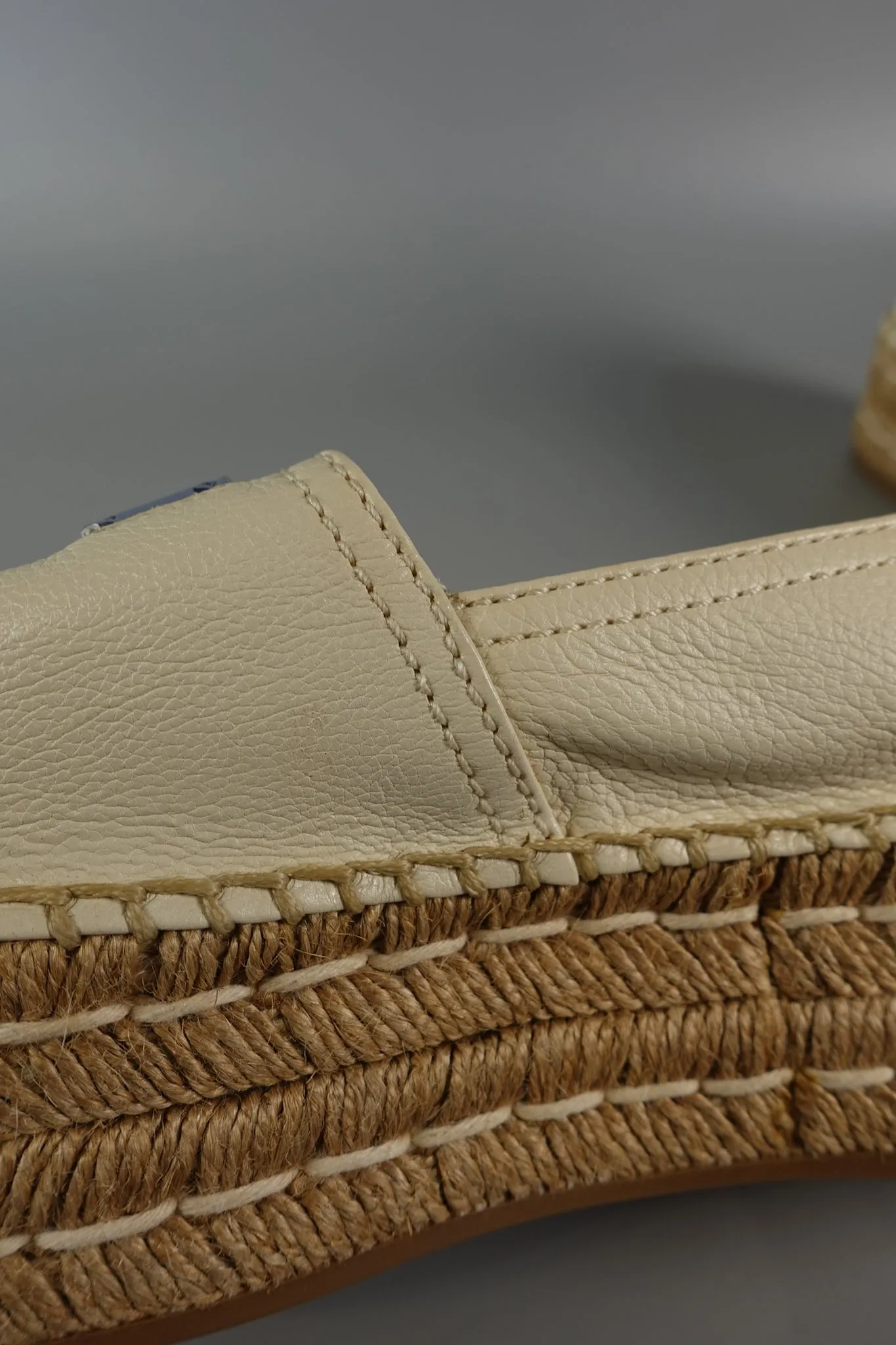 Open Toe Platform Espadrilles in Off White Size 39.5 (26cm)