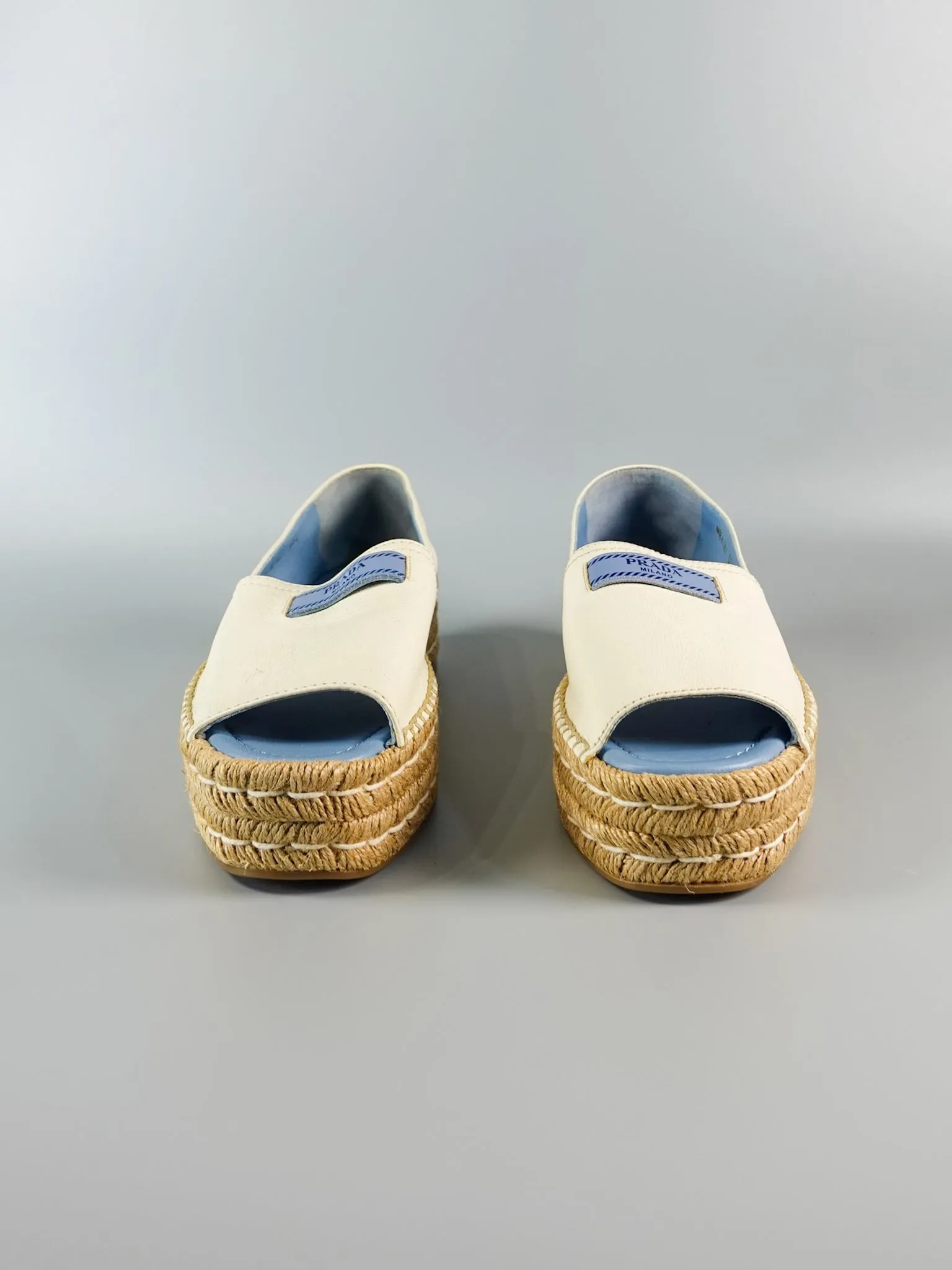Open Toe Platform Espadrilles in Off White Size 39.5 (26cm)
