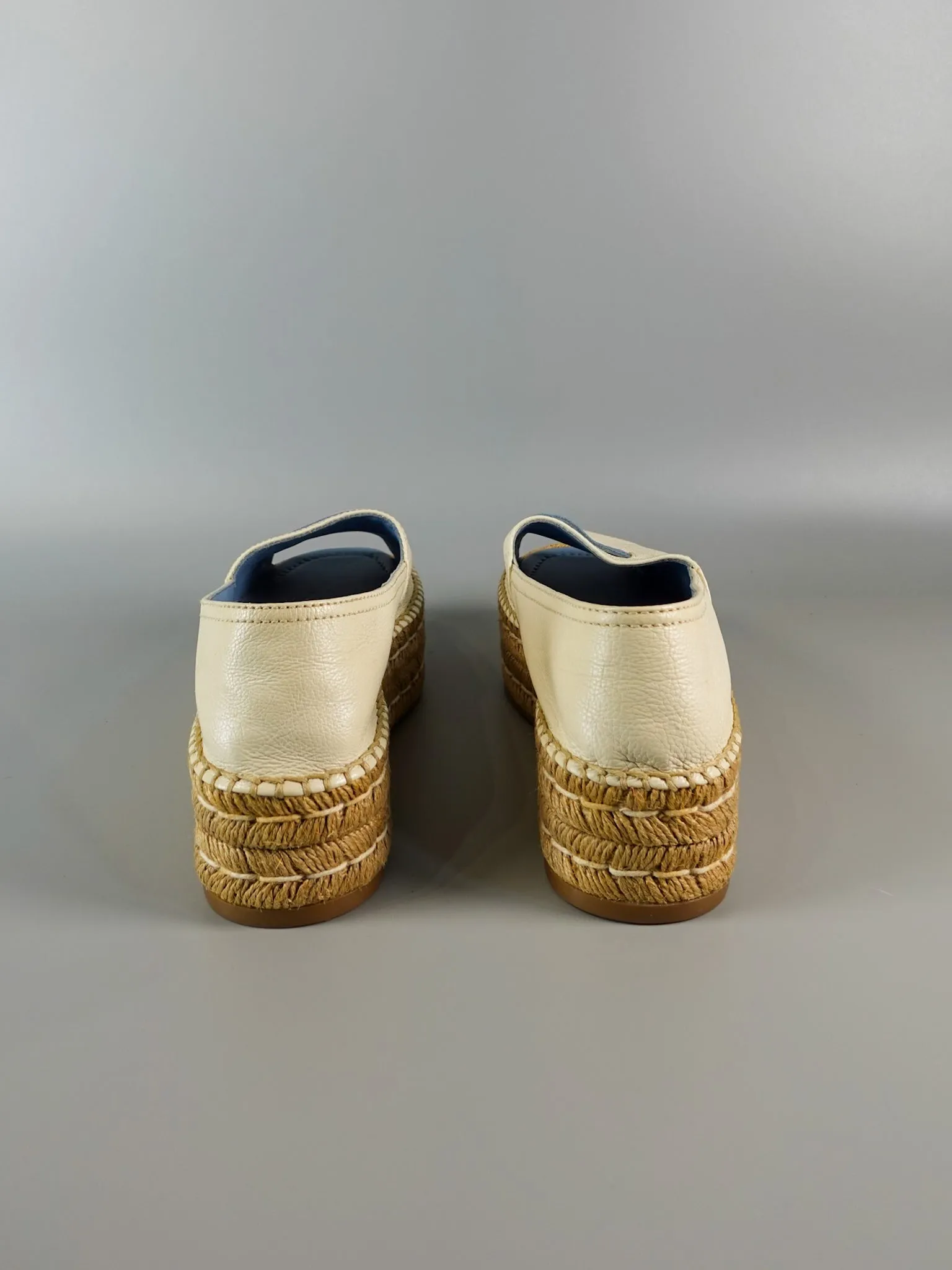 Open Toe Platform Espadrilles in Off White Size 39.5 (26cm)