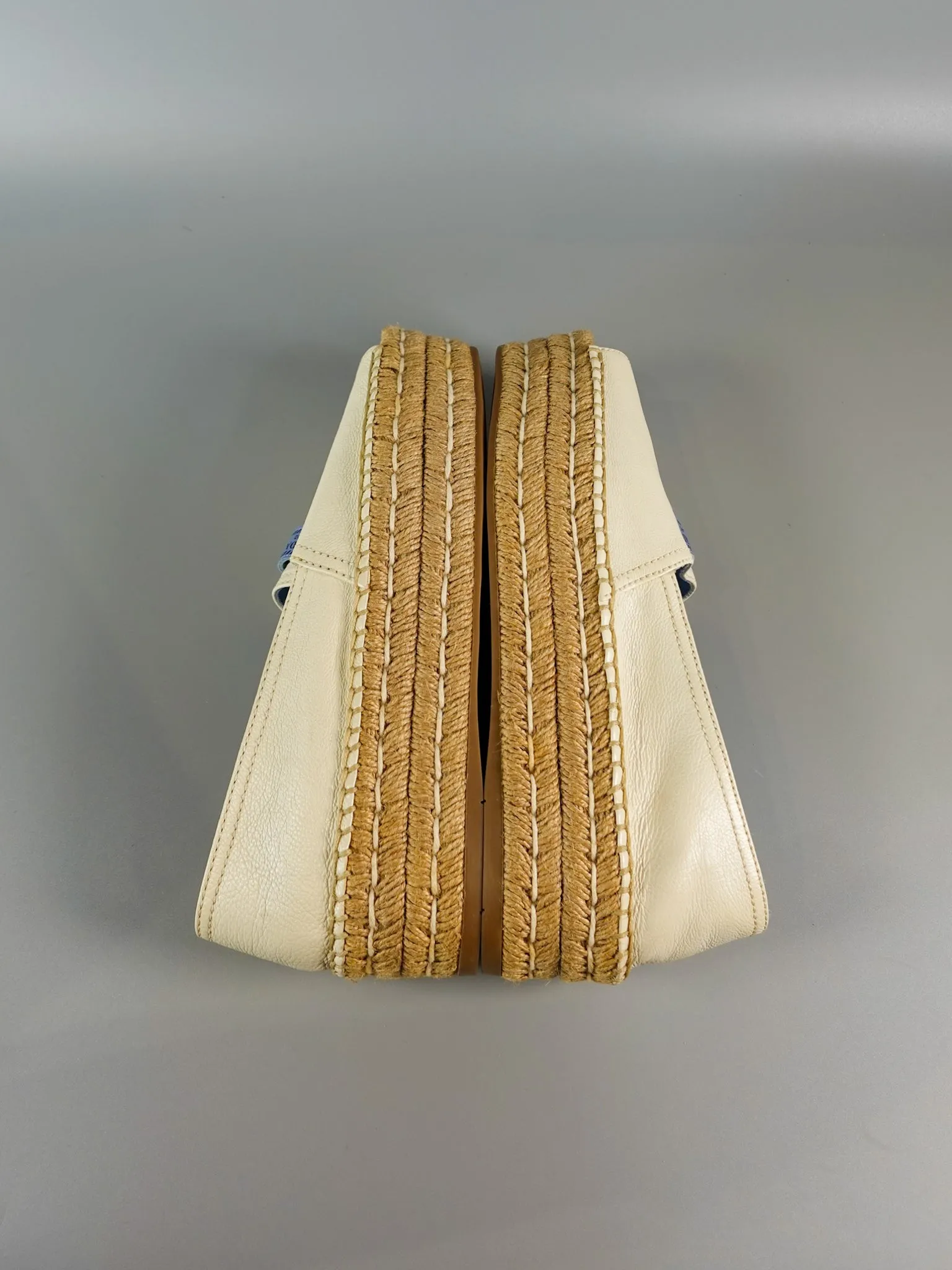 Open Toe Platform Espadrilles in Off White Size 39.5 (26cm)
