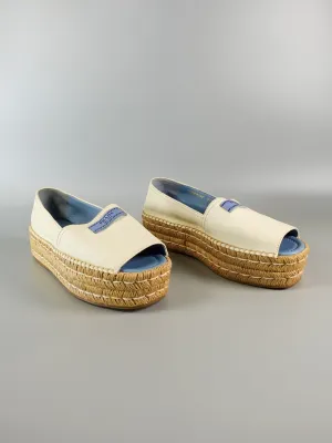 Open Toe Platform Espadrilles in Off White Size 39.5 (26cm)
