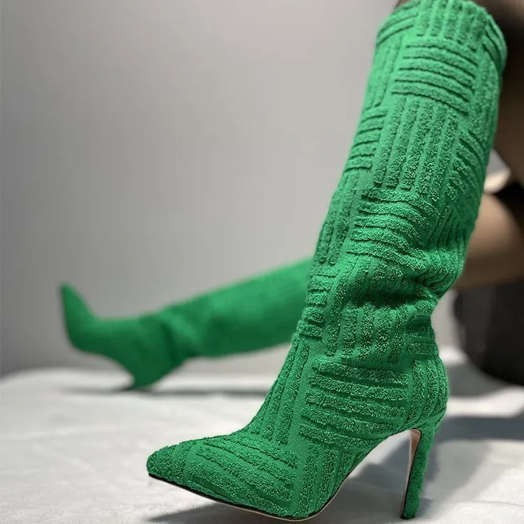 Plus Size Thermal Pointed Toe Towel Boots – Sexy & Warm