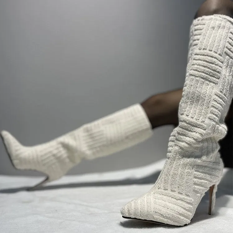 Plus Size Thermal Pointed Toe Towel Boots – Sexy & Warm
