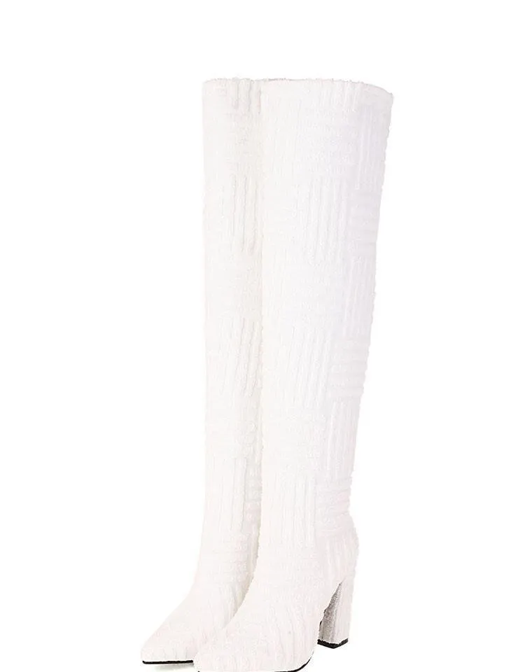 Plus Size Thermal Pointed Toe Towel Boots – Sexy & Warm