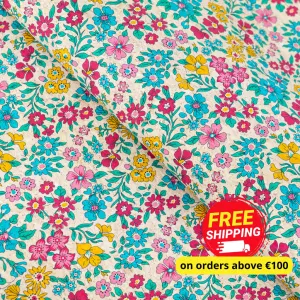 Printed Cork Fabric with Bright Floral Vine Pattern COF-563