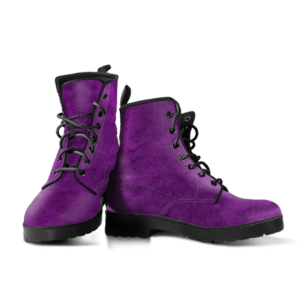 Purple Boots - Grunge Purple #101 | Unisex Adult Shoes, Vegan Leather Handmade Lace Up Boots, Custom Shoes Boho, Combat Boots for Women
