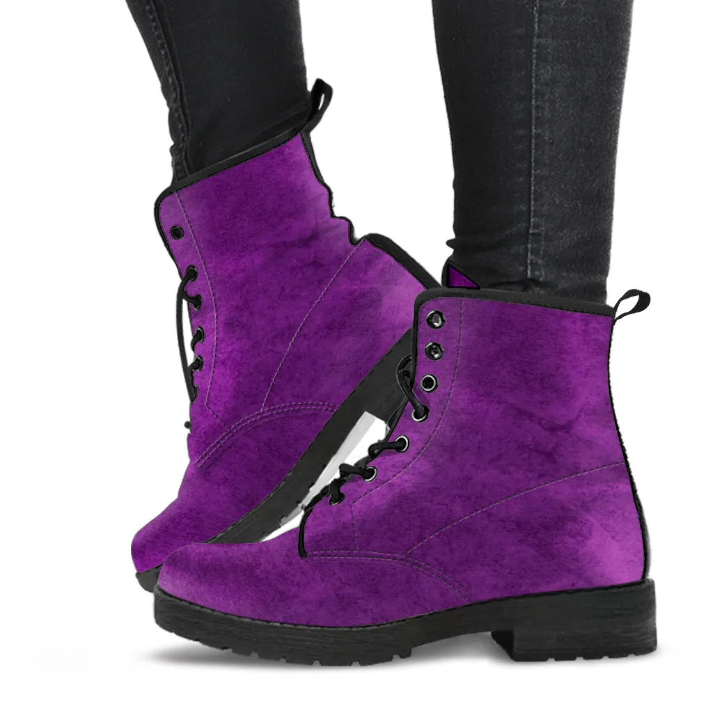 Purple Boots - Grunge Purple #101 | Unisex Adult Shoes, Vegan Leather Handmade Lace Up Boots, Custom Shoes Boho, Combat Boots for Women