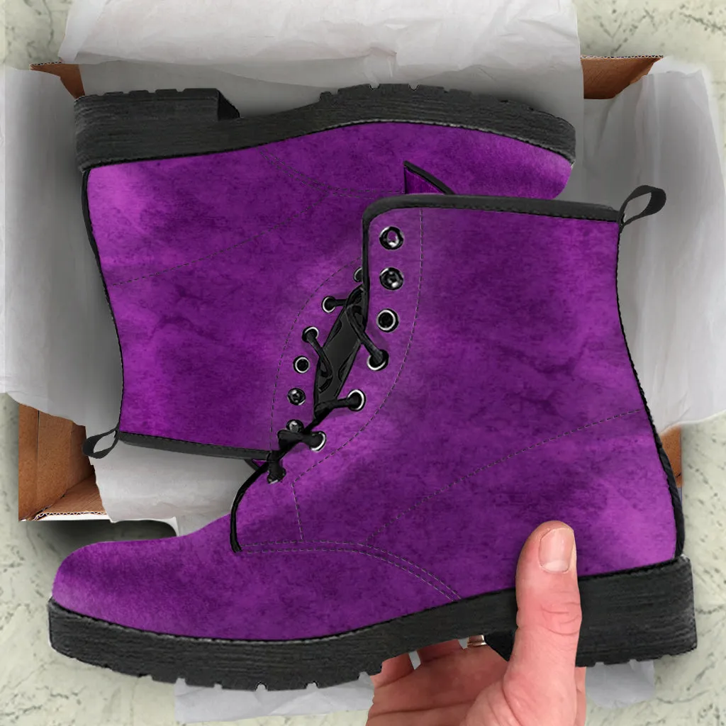 Purple Boots - Grunge Purple #101 | Unisex Adult Shoes, Vegan Leather Handmade Lace Up Boots, Custom Shoes Boho, Combat Boots for Women