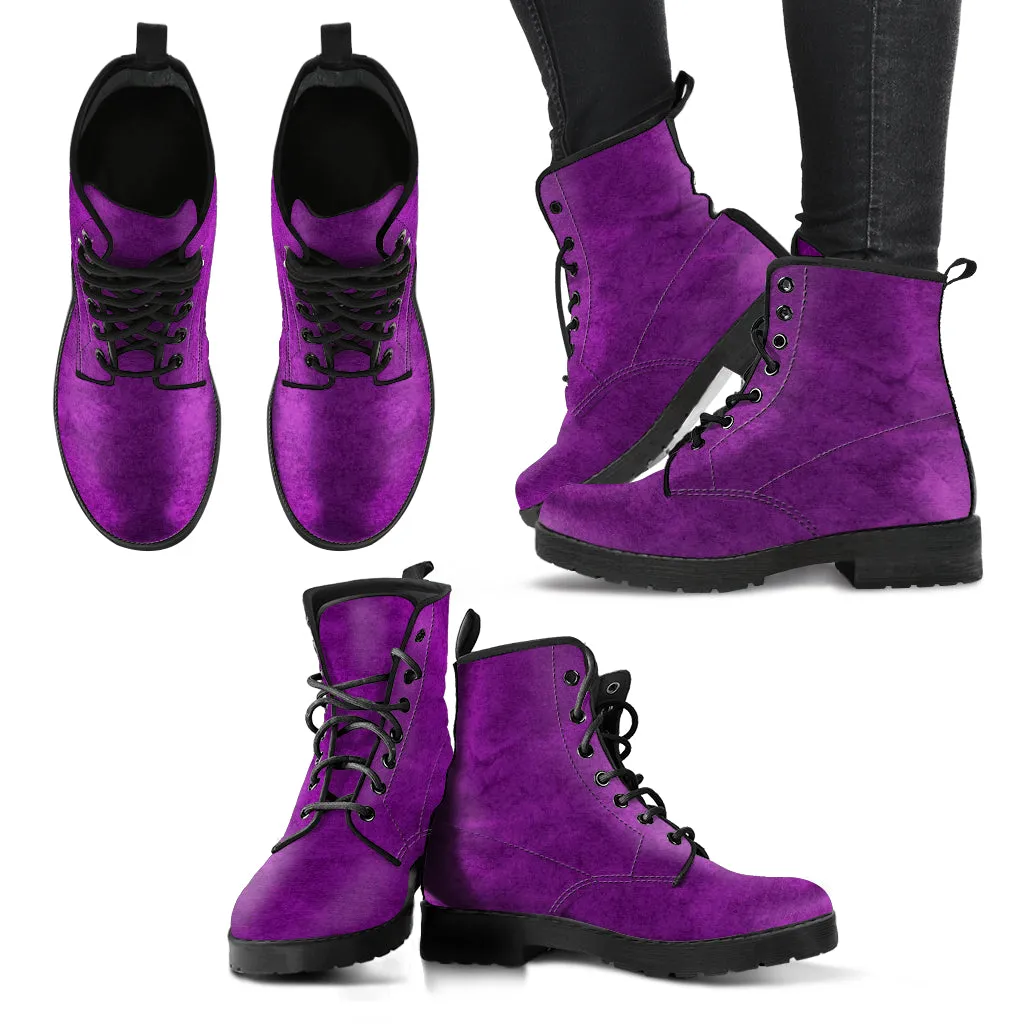 Purple Boots - Grunge Purple #101 | Unisex Adult Shoes, Vegan Leather Handmade Lace Up Boots, Custom Shoes Boho, Combat Boots for Women