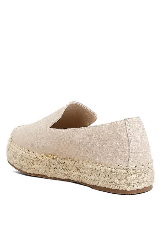Suede Flatform Heel Espadrilles