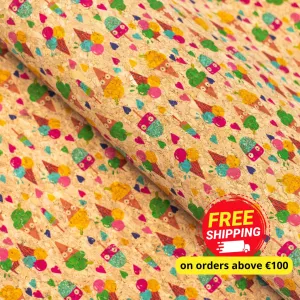 Sweet Popsicle- Printed Cork Fabric- COF-193