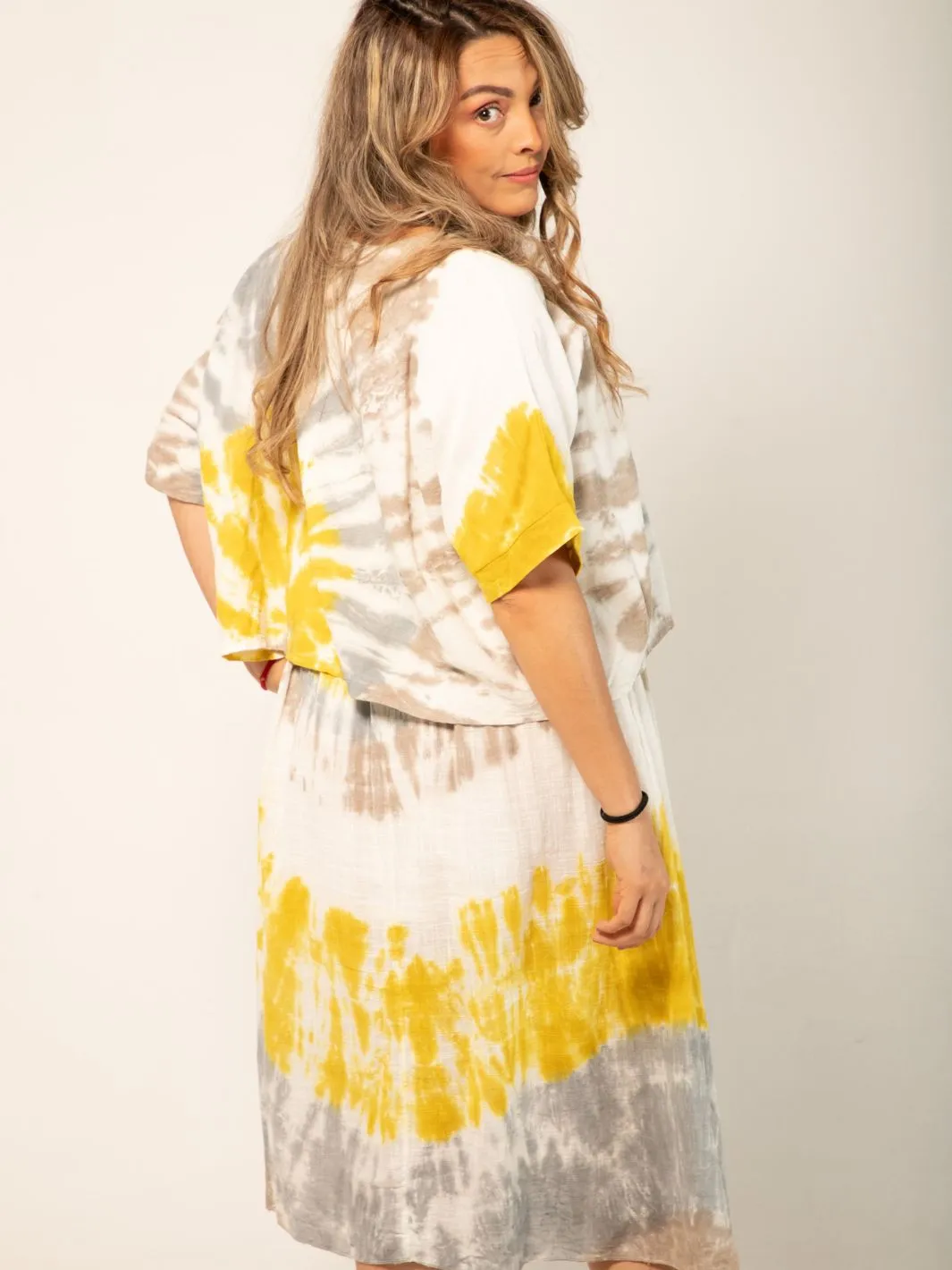 Tie Dye All-In-One Dress/Top - Yellow/Blue