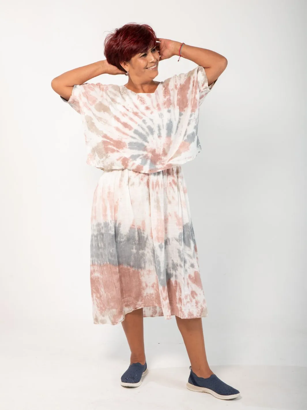 Tie Dye All-In-One Dress/Top - Yellow/Blue