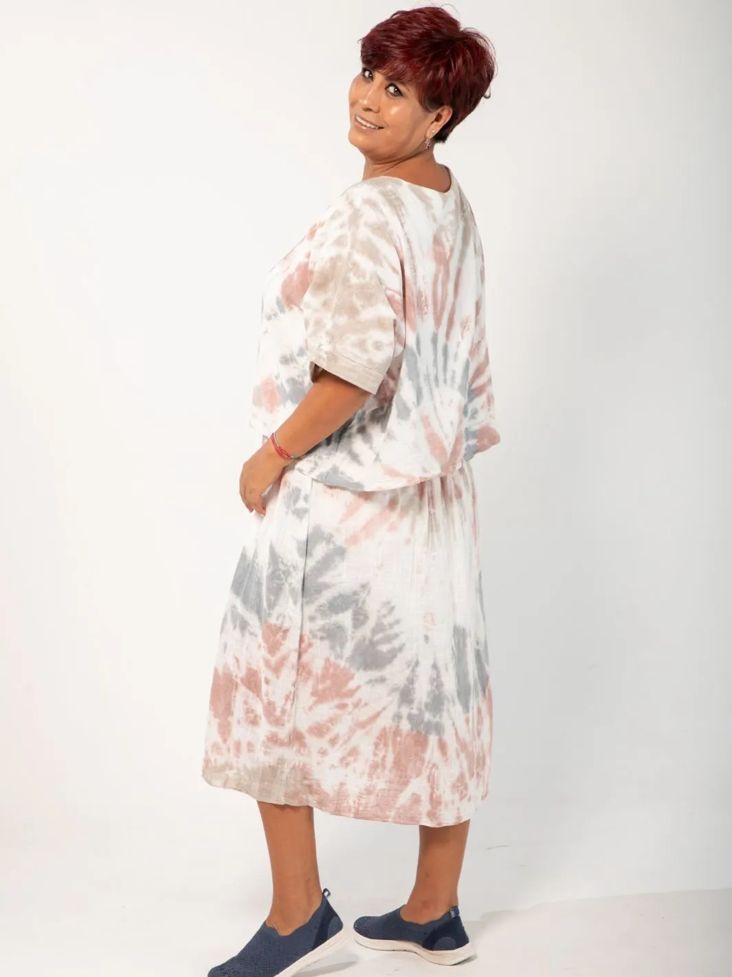 Tie Dye All-In-One Dress/Top - Yellow/Blue