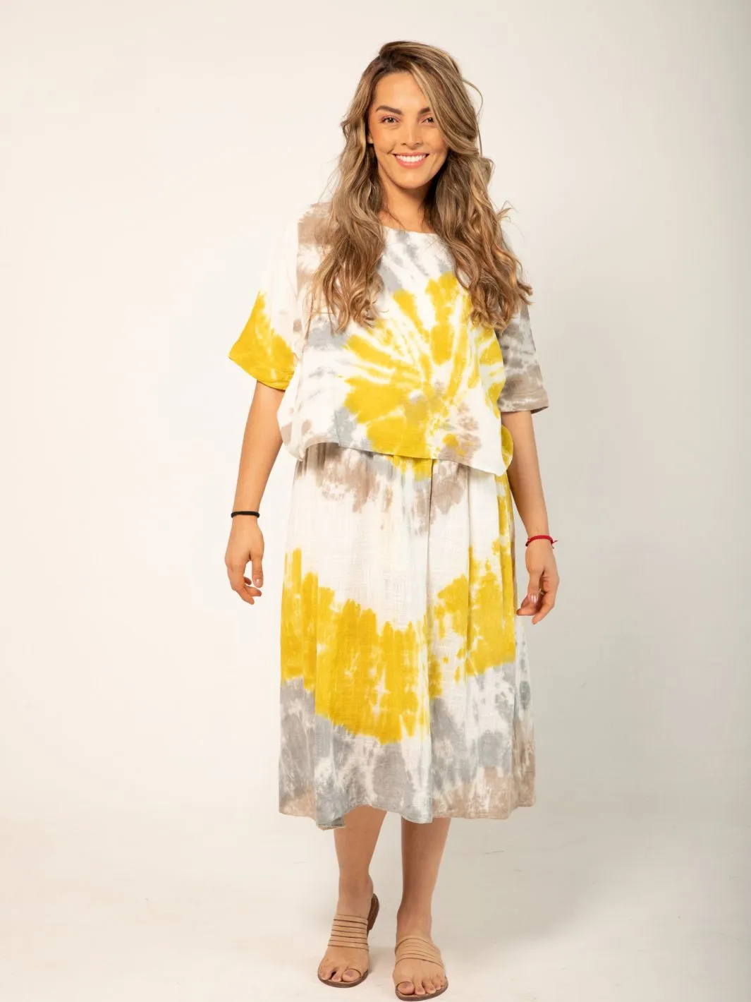 Tie Dye All-In-One Dress/Top - Yellow/Blue