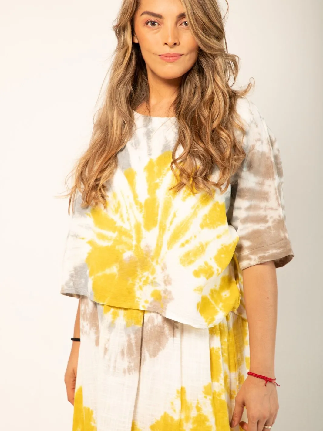 Tie Dye All-In-One Dress/Top - Yellow/Blue