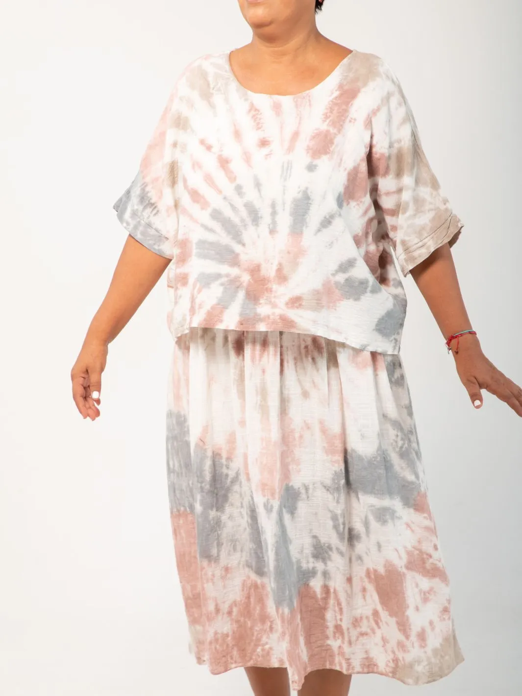 Tie Dye All-In-One Dress/Top - Yellow/Blue