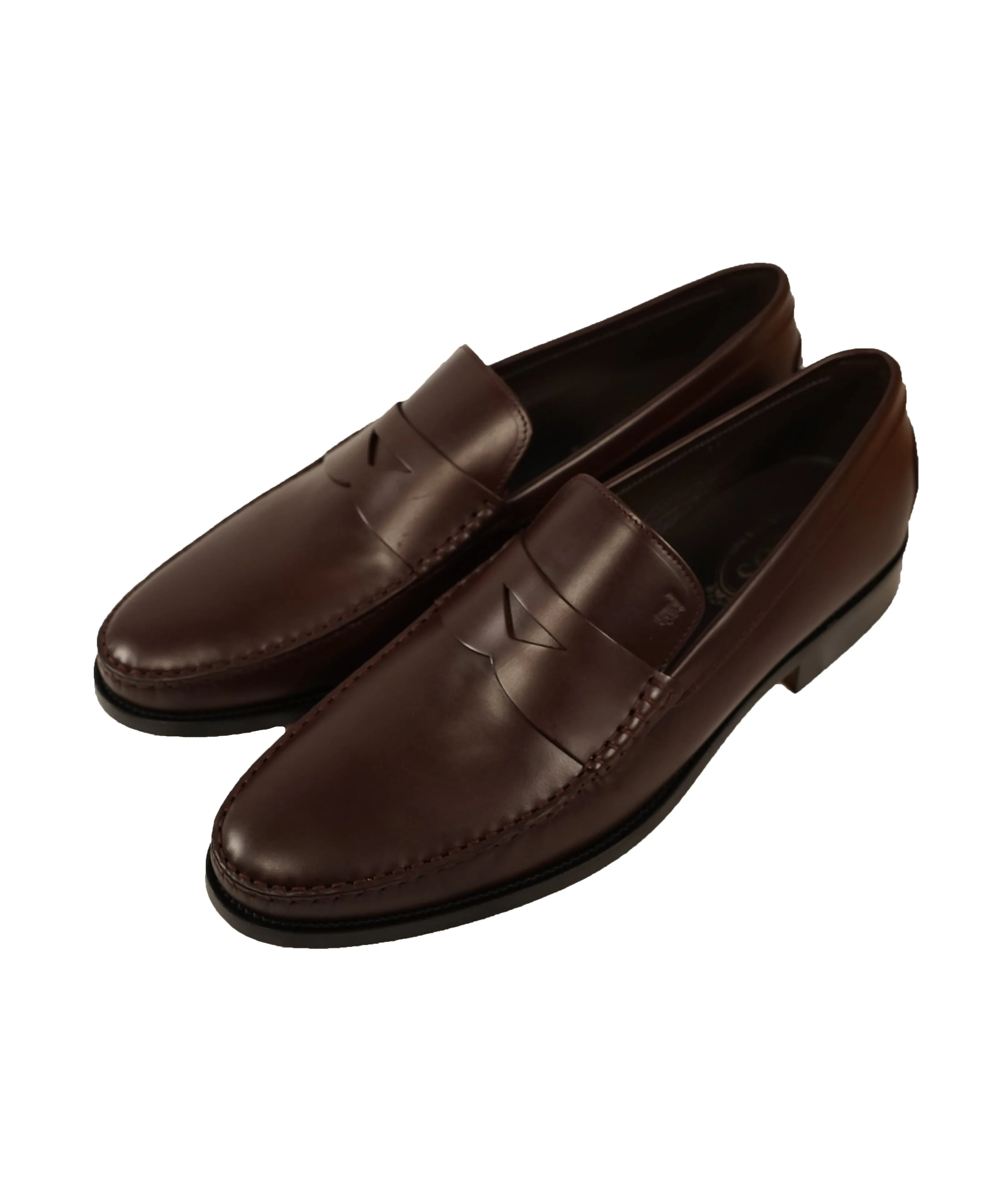 TOD’S - Burgundy Oxblood Leather Penny Loafers “Boston Devon” Leather Sole- 13US