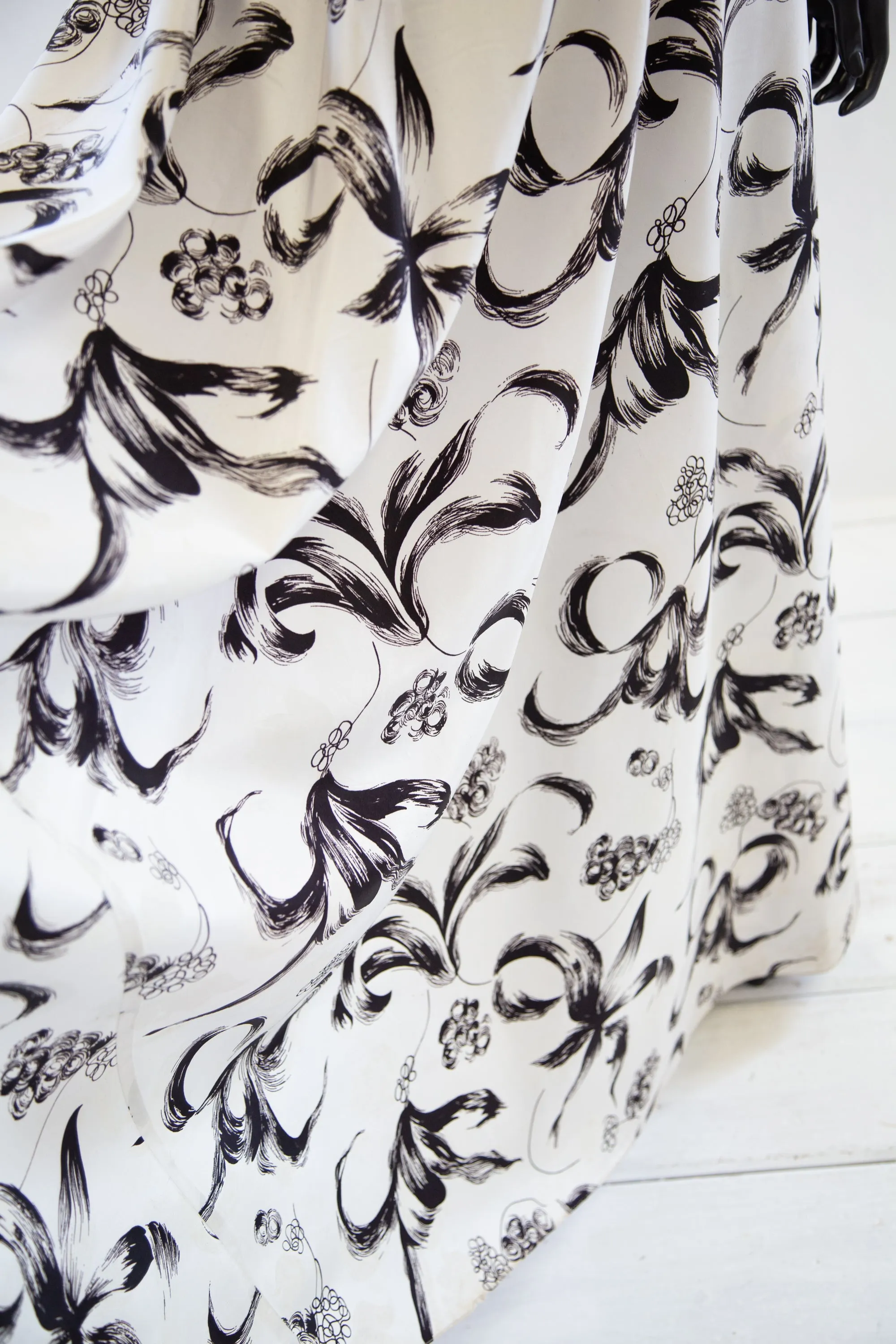 Vintage 1940s Monochrome Print Maxi Dress