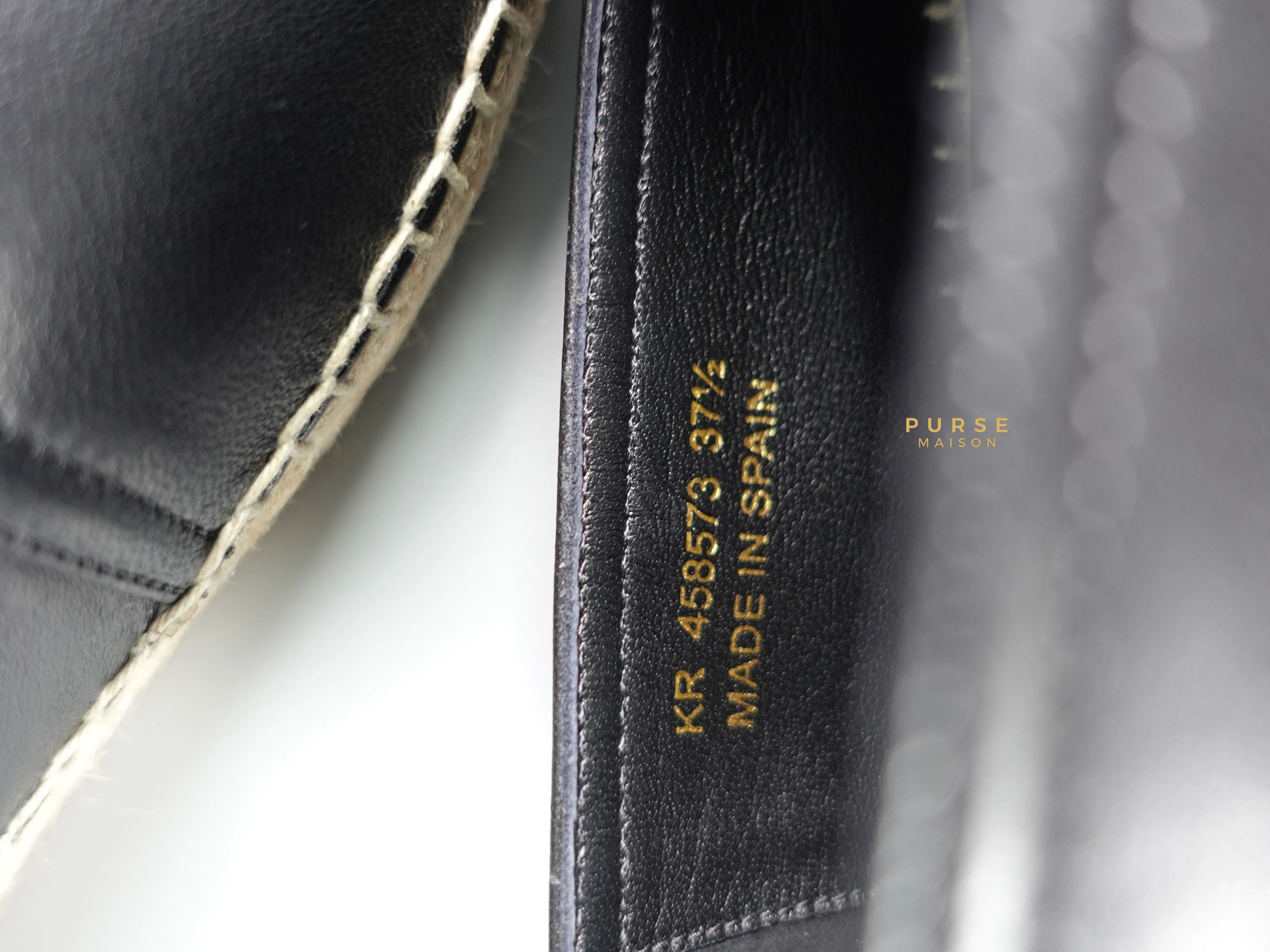 YSL Espadrilles in Black Lambskin Leather (Size 37.5 EU, 23cm)
